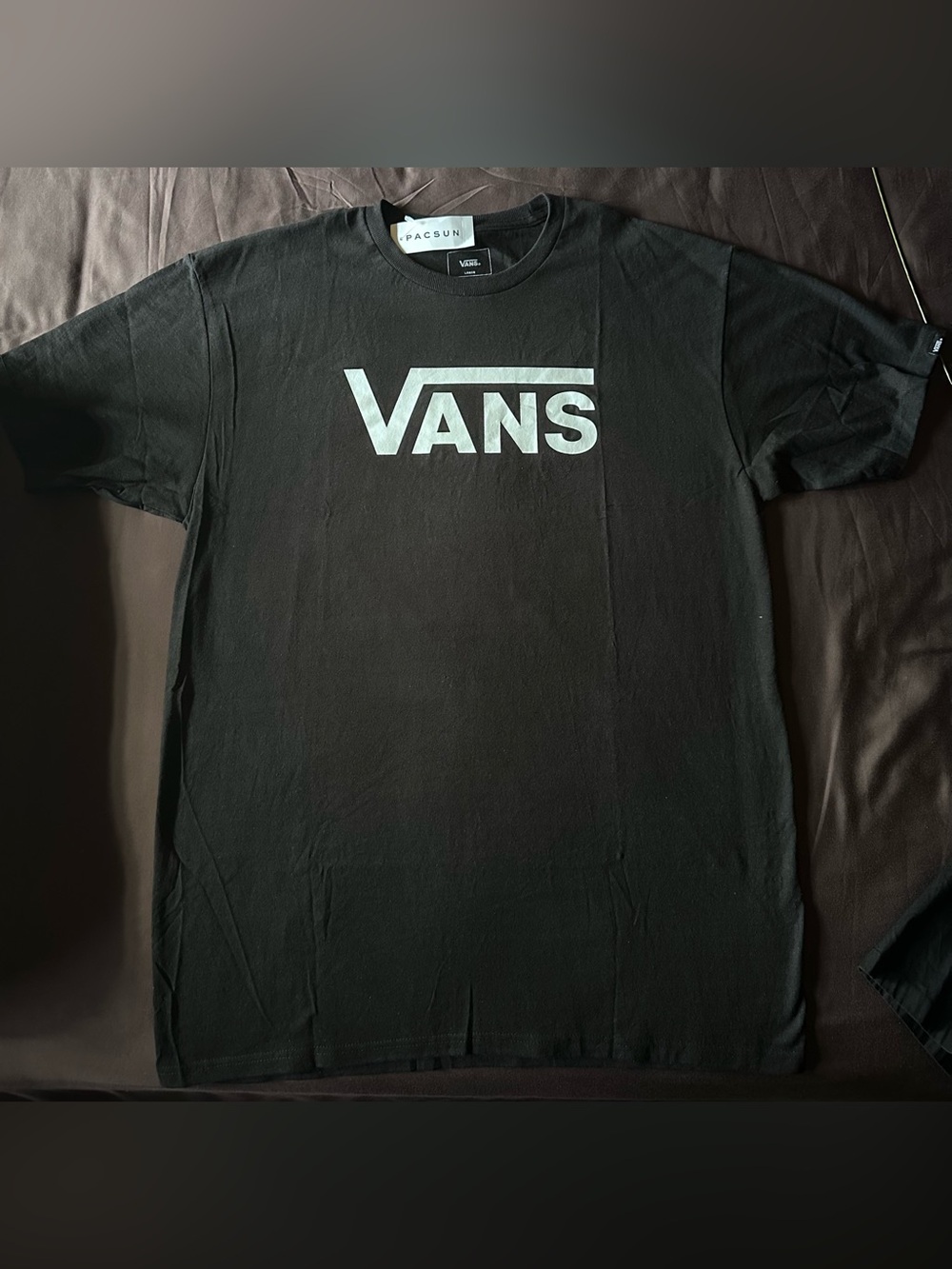 Vans Black Tee with White Logo-Size L
